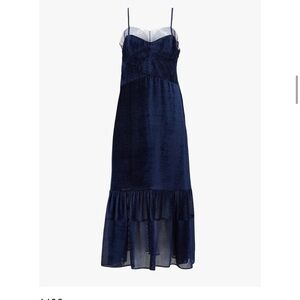 Fendi tulle-trimmed devoré-velvet dress Elegant Navy Blue Velvet Dress Size M 44